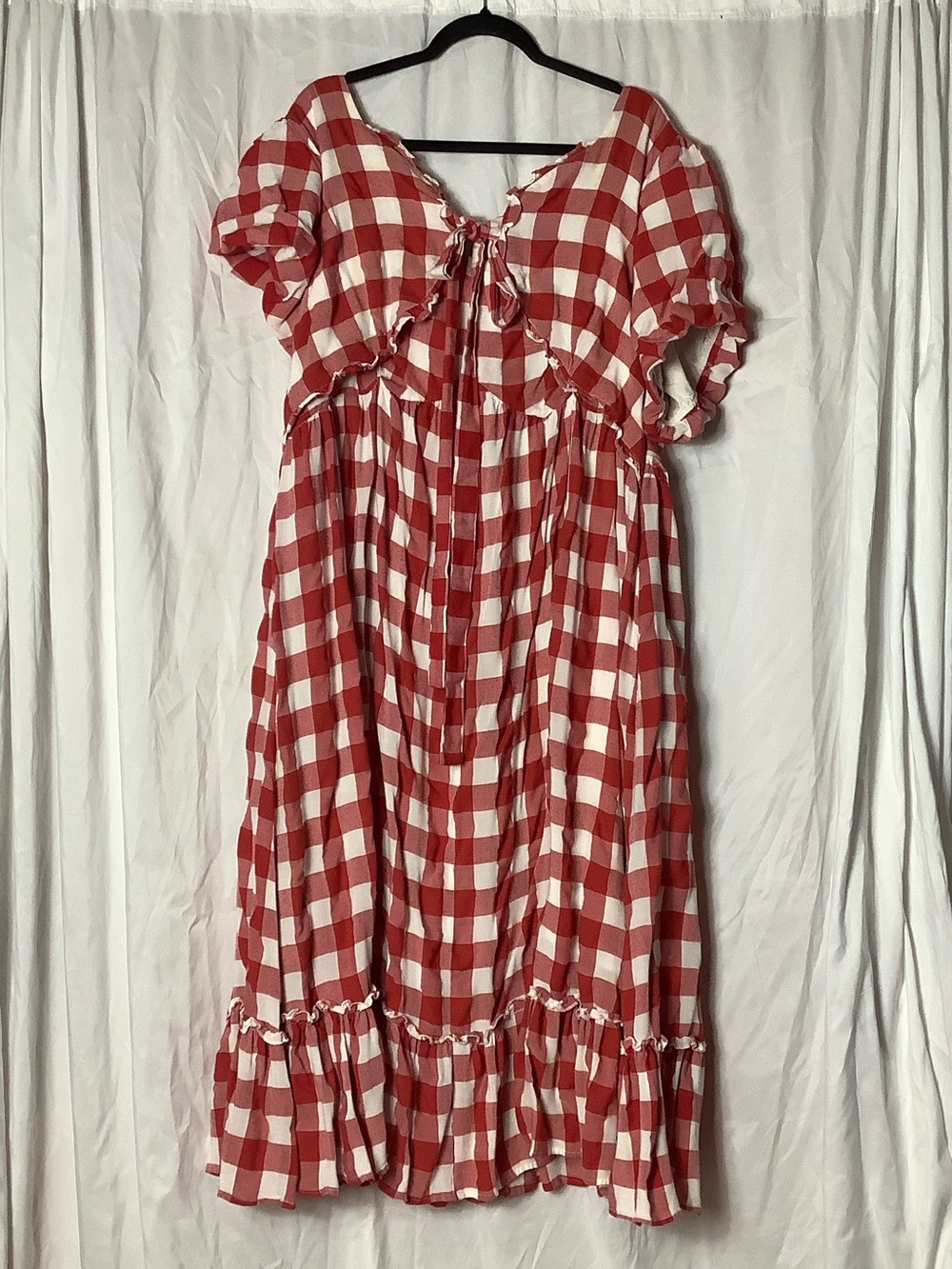 Ivy City Co Red and White Gingham Midi Dress